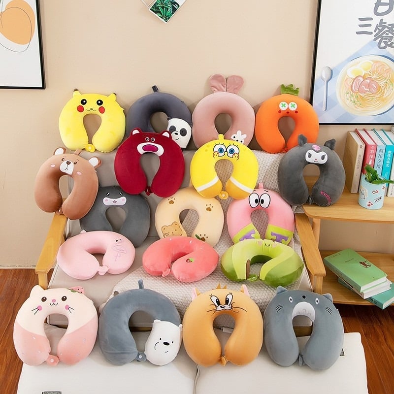 У-образна възглавница за шия с паметна пяна — плетена тъкан, за възрастни, модерен стил