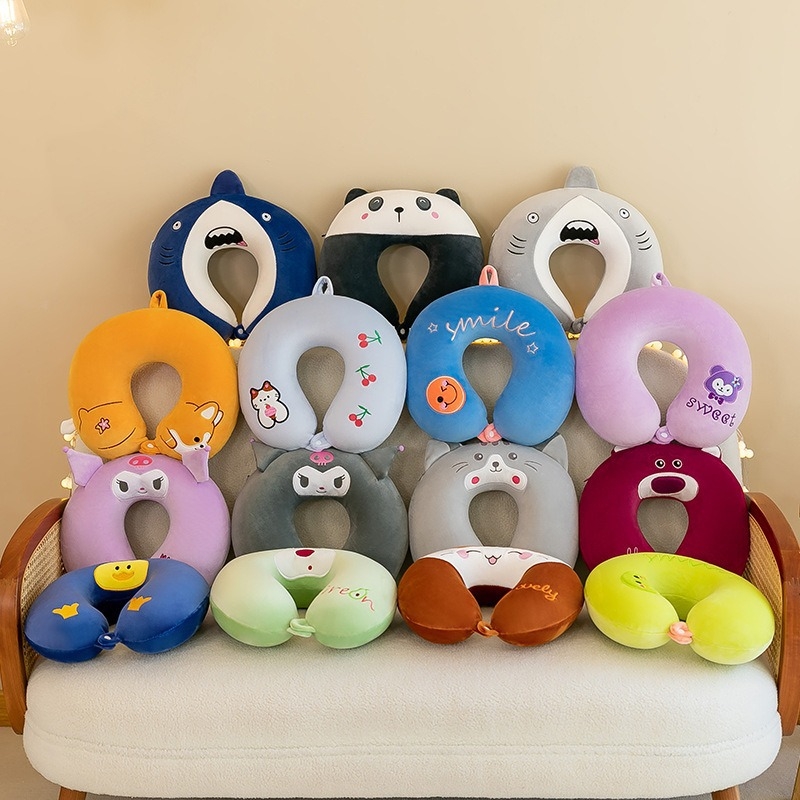 У-образна възглавница за шия с паметна пяна — плетена тъкан, за възрастни, модерен стил