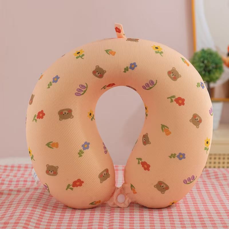 У-образна възглавница за шия с паметна пяна — плетена тъкан, за възрастни, модерен стил