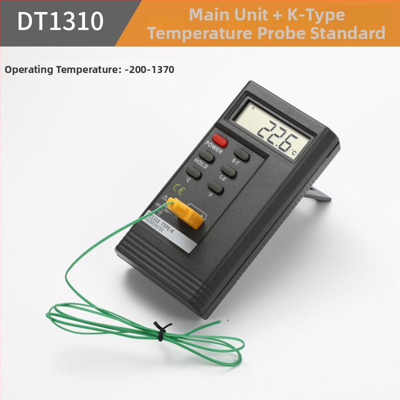 YD1310 цифров термометър - индустриален електронен термометър с NR сонда, обхват 0–1300°C, резолюция 0.5°C, точност клас 1.0