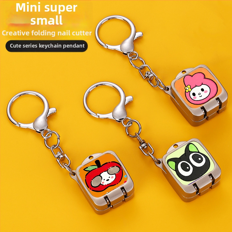 Kaasaskantav kokkupandav küünte lõikur ühe kliki avamisega – kassiteemaline võtmehoidja ripats