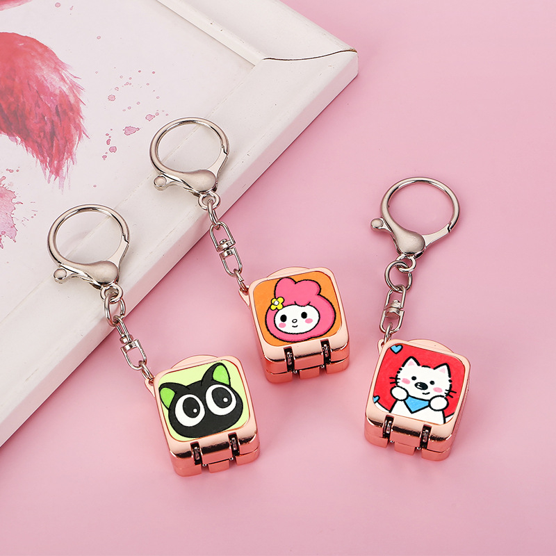 Clește de unghii portabil, pliabil, deschidere cu un singur clic – pandantiv drăguț pentru breloc cu temă pisică