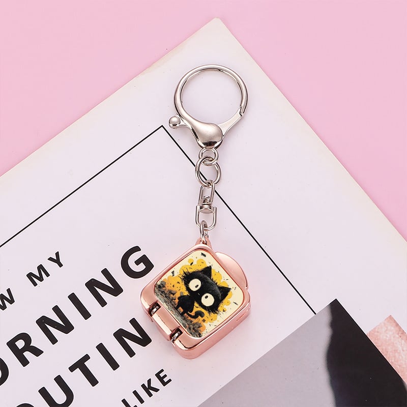 Clește de unghii portabil, pliabil, deschidere cu un singur clic – pandantiv drăguț pentru breloc cu temă pisică