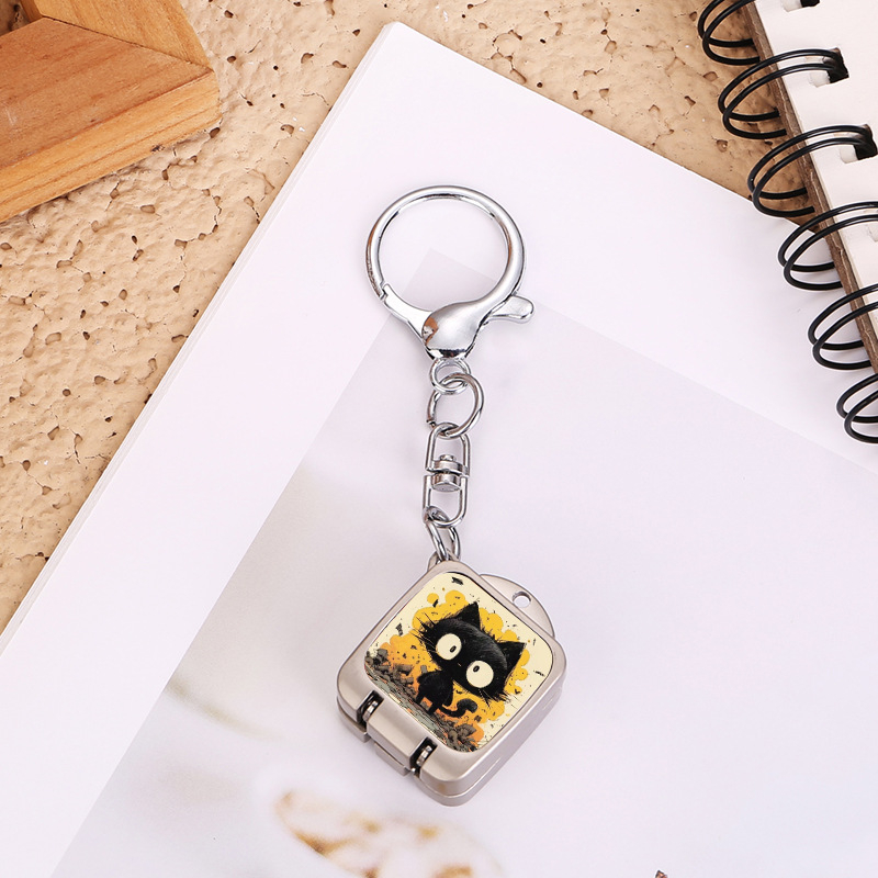 Clește de unghii portabil, pliabil, deschidere cu un singur clic – pandantiv drăguț pentru breloc cu temă pisică