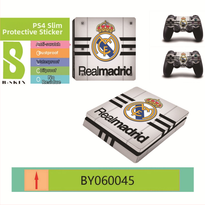 Ochranný film PS4 Slim so samolepkami klubovej ikonky – prispôsobiteľný, ekologický, odolný voči škrabancom, vodeodolný a olejovzdorný, PVC film 0.15 mm