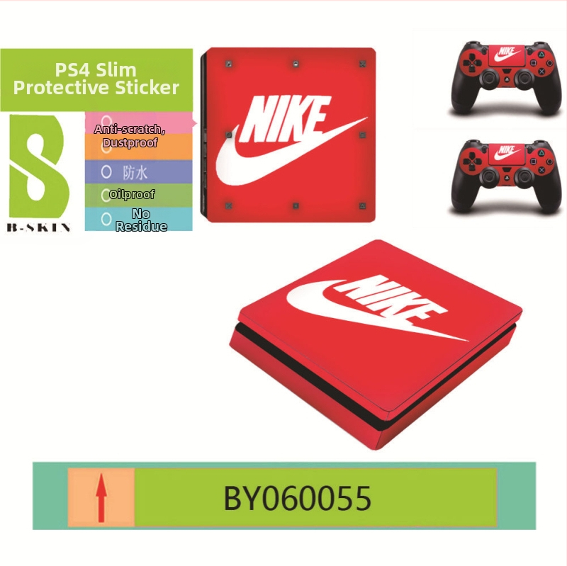 Ochranný film PS4 Slim so samolepkami klubovej ikonky – prispôsobiteľný, ekologický, odolný voči škrabancom, vodeodolný a olejovzdorný, PVC film 0.15 mm