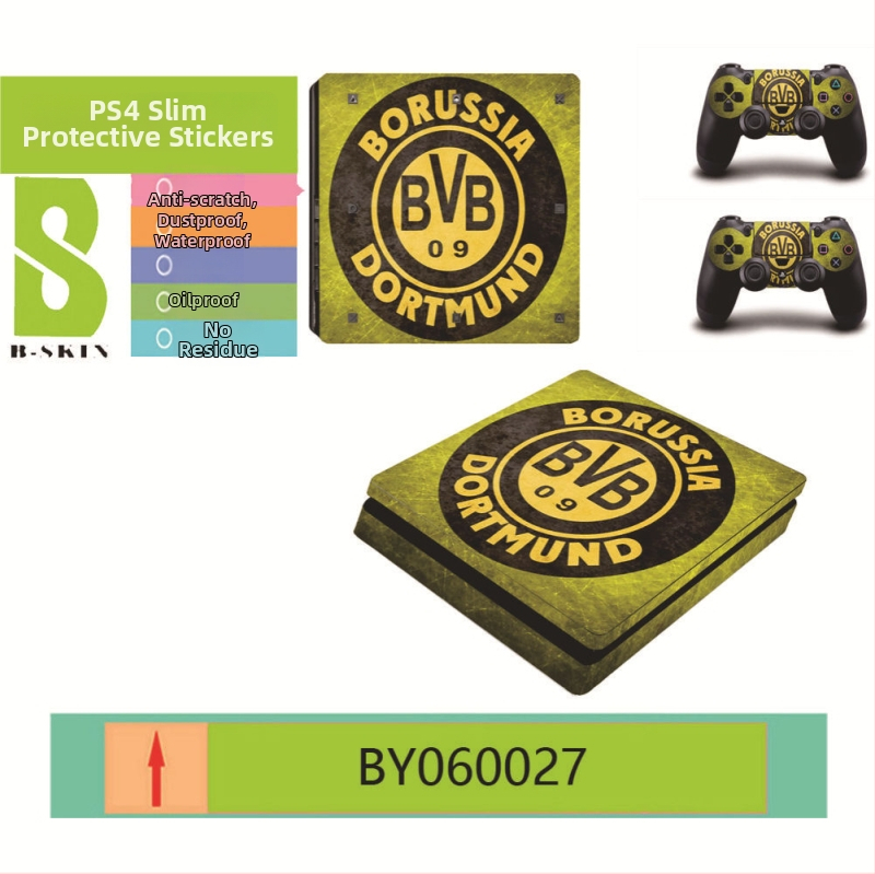 Ochranný film PS4 Slim so samolepkami klubovej ikonky – prispôsobiteľný, ekologický, odolný voči škrabancom, vodeodolný a olejovzdorný, PVC film 0.15 mm