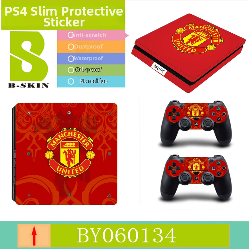 Ochranný film PS4 Slim so samolepkami klubovej ikonky – prispôsobiteľný, ekologický, odolný voči škrabancom, vodeodolný a olejovzdorný, PVC film 0.15 mm