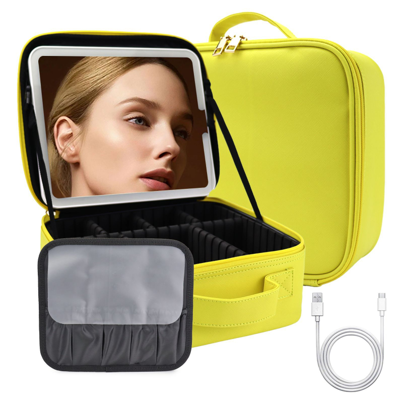 Putna torbica za šminku s ogledalom, PU torbica s pregradama