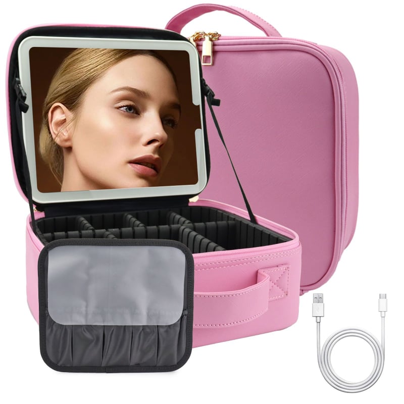 Putna torbica za šminku s ogledalom, PU torbica s pregradama