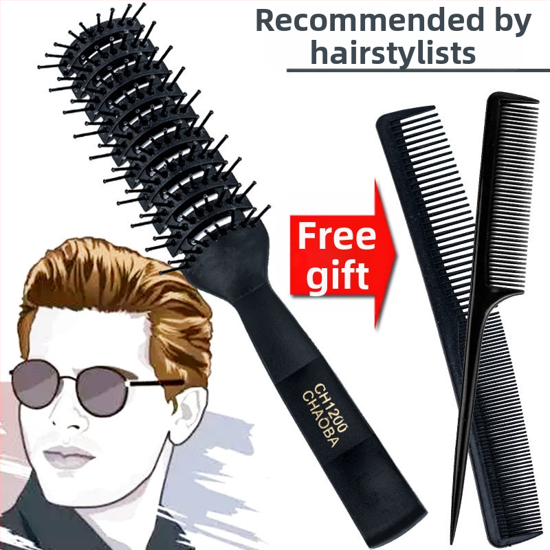 Vīriešiem paredzēta matu veidošanas ķemme — īsiem matiem, pūkains un cirtains izskats, antistatiska, aizmugures stilā