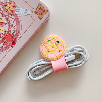 Силиконов органайзер за кабели с бутон-подобен карикатурен дизайн – за слушалки и кабели за данни