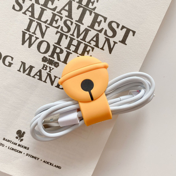 Силиконов органайзер за кабели с бутон-подобен карикатурен дизайн – за слушалки и кабели за данни