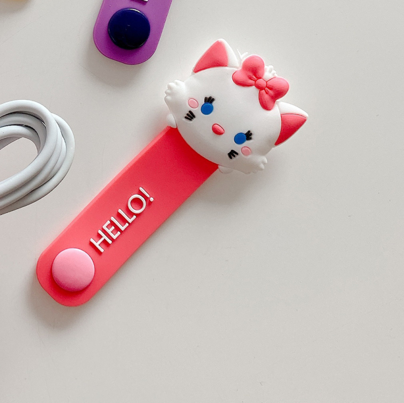 Силиконов органайзер за кабели с бутон-подобен карикатурен дизайн – за слушалки и кабели за данни