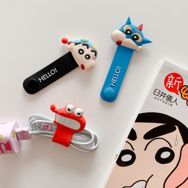 Силиконов органайзер за кабели с бутон-подобен карикатурен дизайн – за слушалки и кабели за данни