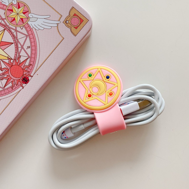 Силиконов органайзер за кабели с бутон-подобен карикатурен дизайн – за слушалки и кабели за данни