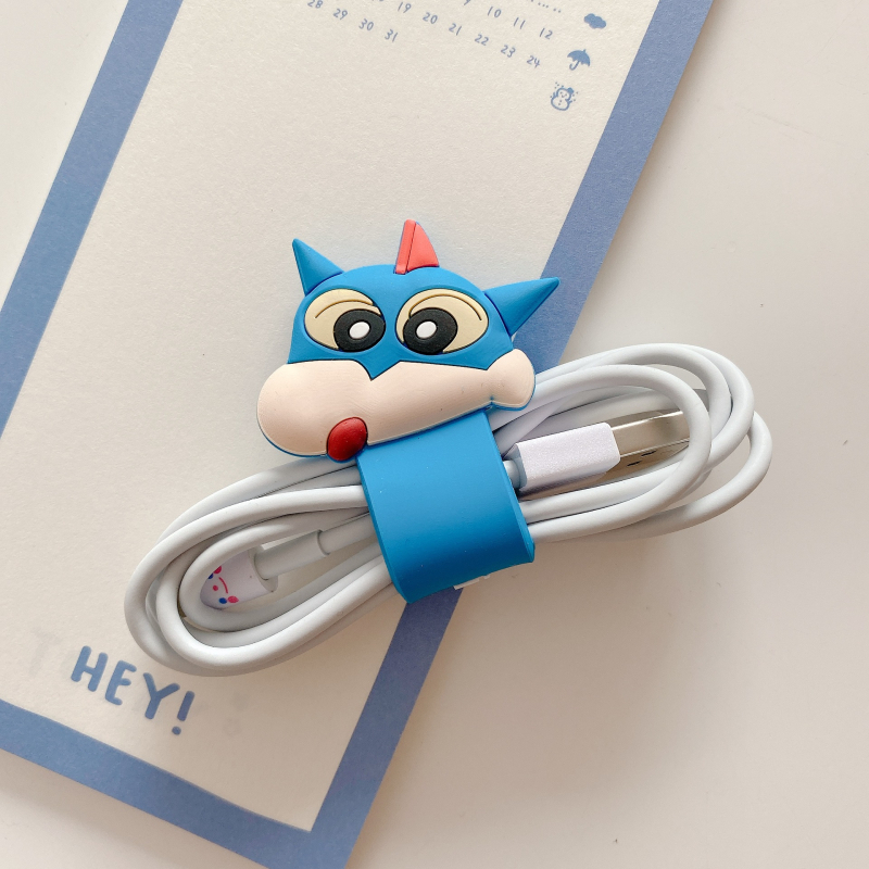Силиконов органайзер за кабели с бутон-подобен карикатурен дизайн – за слушалки и кабели за данни