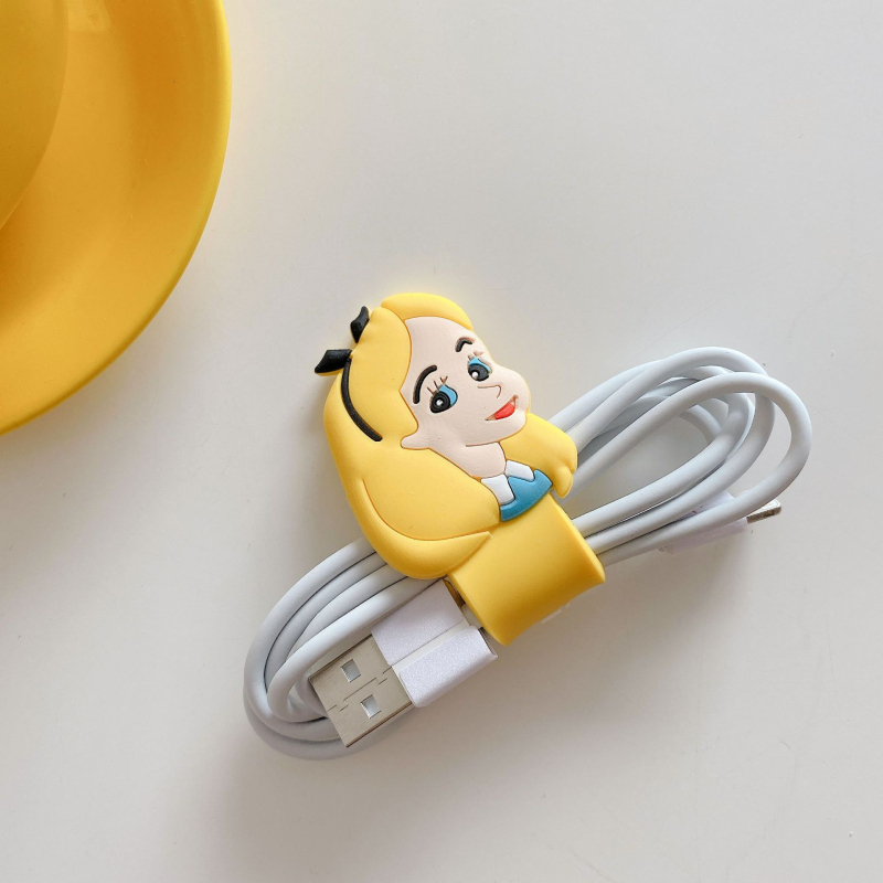 Силиконов органайзер за кабели с бутон-подобен карикатурен дизайн – за слушалки и кабели за данни