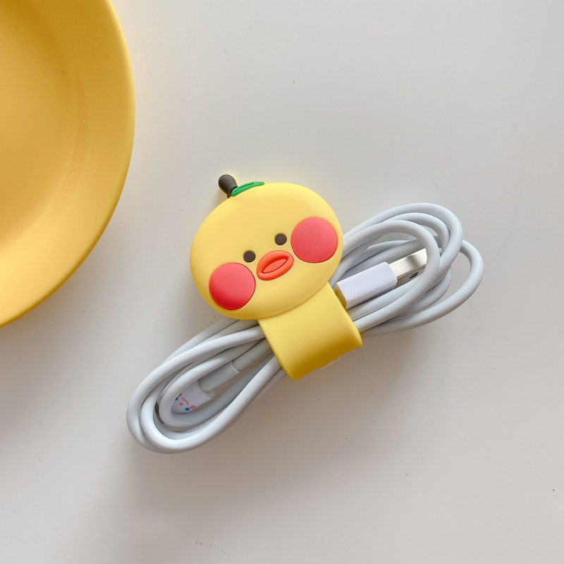 Силиконов органайзер за кабели с бутон-подобен карикатурен дизайн – за слушалки и кабели за данни