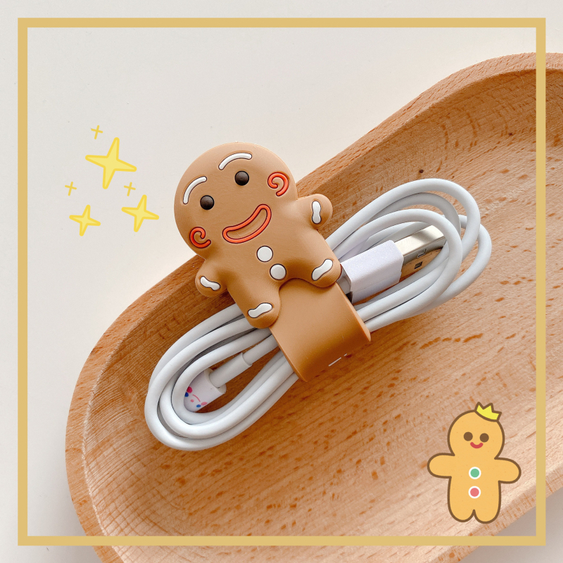 Силиконов органайзер за кабели с бутон-подобен карикатурен дизайн – за слушалки и кабели за данни