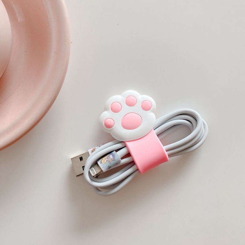 Силиконов органайзер за кабели с бутон-подобен карикатурен дизайн – за слушалки и кабели за данни