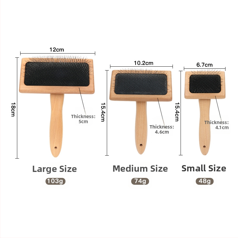 Dzīvnieku kopšanas ķemme suņiem un kaķiem — cieta koksne un metāls, divpusēja adatu ķemme nodrošināšanai pret mezgliem un matu noņemšanai (Zīmols Old Tree)