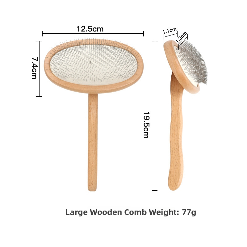 Dzīvnieku kopšanas ķemme suņiem un kaķiem — cieta koksne un metāls, divpusēja adatu ķemme nodrošināšanai pret mezgliem un matu noņemšanai (Zīmols Old Tree)