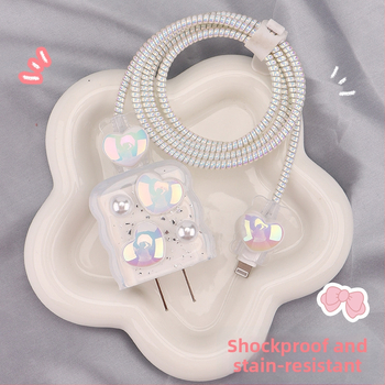 TPU защитен калъф за кабел за зареждане с вграден навивател, тип 12, стил навиване японски и корейски за iPhone и iPad