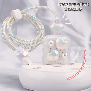 TPU защитен калъф за кабел за зареждане с вграден навивател, тип 12, стил навиване японски и корейски за iPhone и iPad