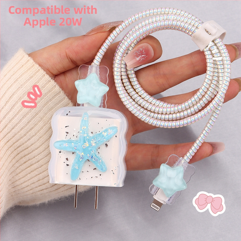 TPU защитен калъф за кабел за зареждане с вграден навивател, тип 12, стил навиване японски и корейски за iPhone и iPad