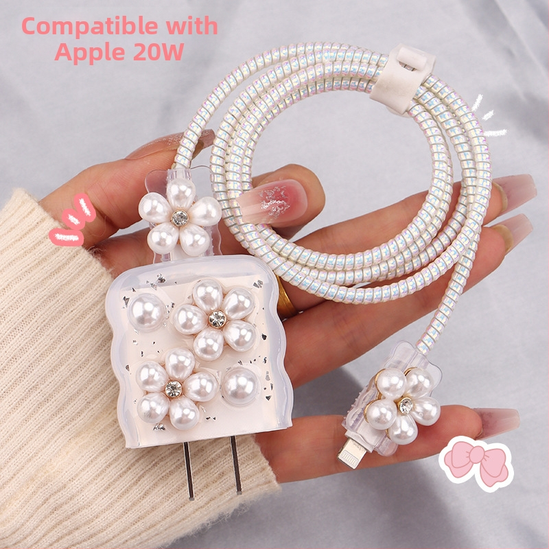 TPU защитен калъф за кабел за зареждане с вграден навивател, тип 12, стил навиване японски и корейски за iPhone и iPad