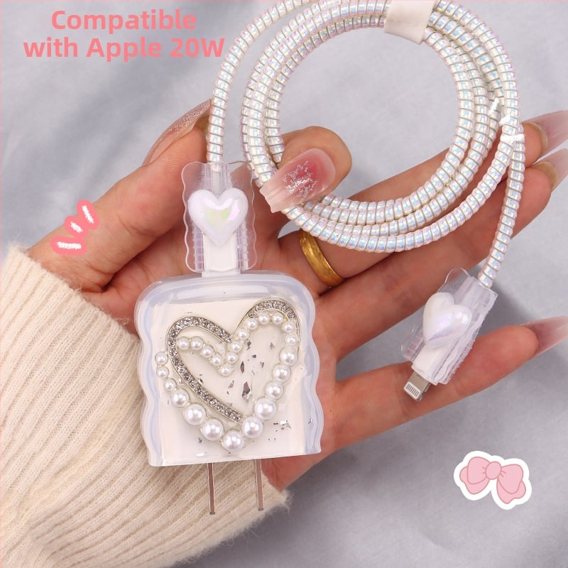 TPU защитен калъф за кабел за зареждане с вграден навивател, тип 12, стил навиване японски и корейски за iPhone и iPad