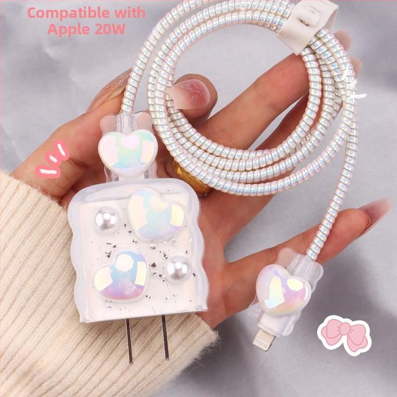 TPU защитен калъф за кабел за зареждане с вграден навивател, тип 12, стил навиване японски и корейски за iPhone и iPad