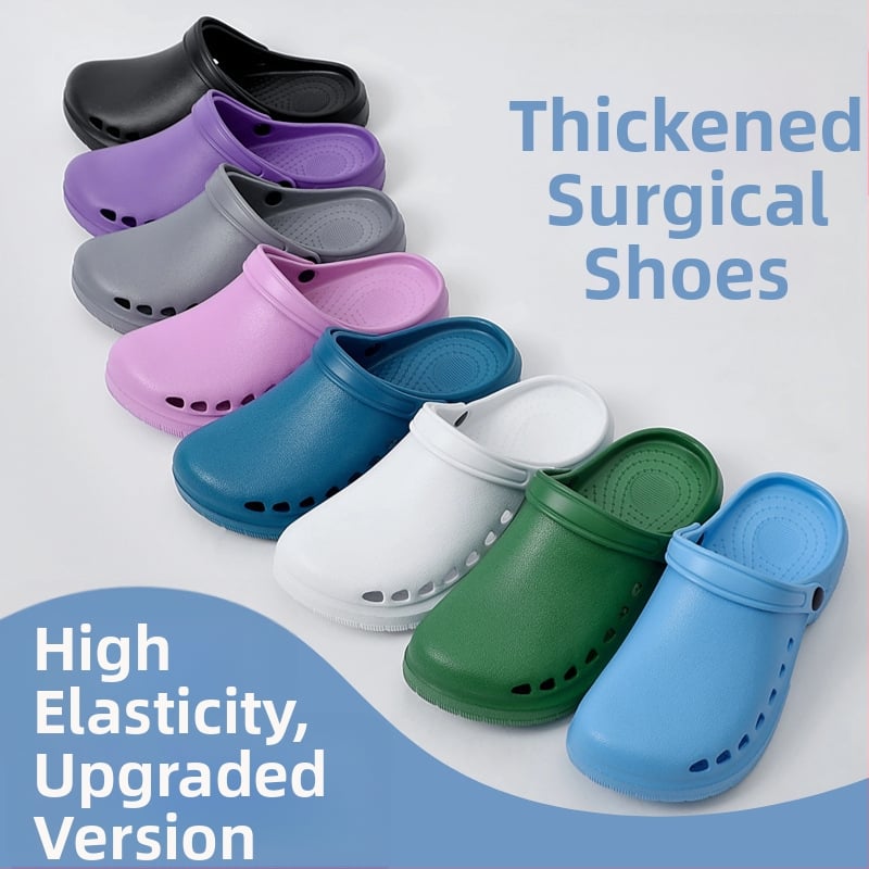 Pantofi chirurgicali unisex cu partea superioară EVA, talpă EVA, căptușeală din piele, toc în formă de pană, grosime talpă 3–5 cm