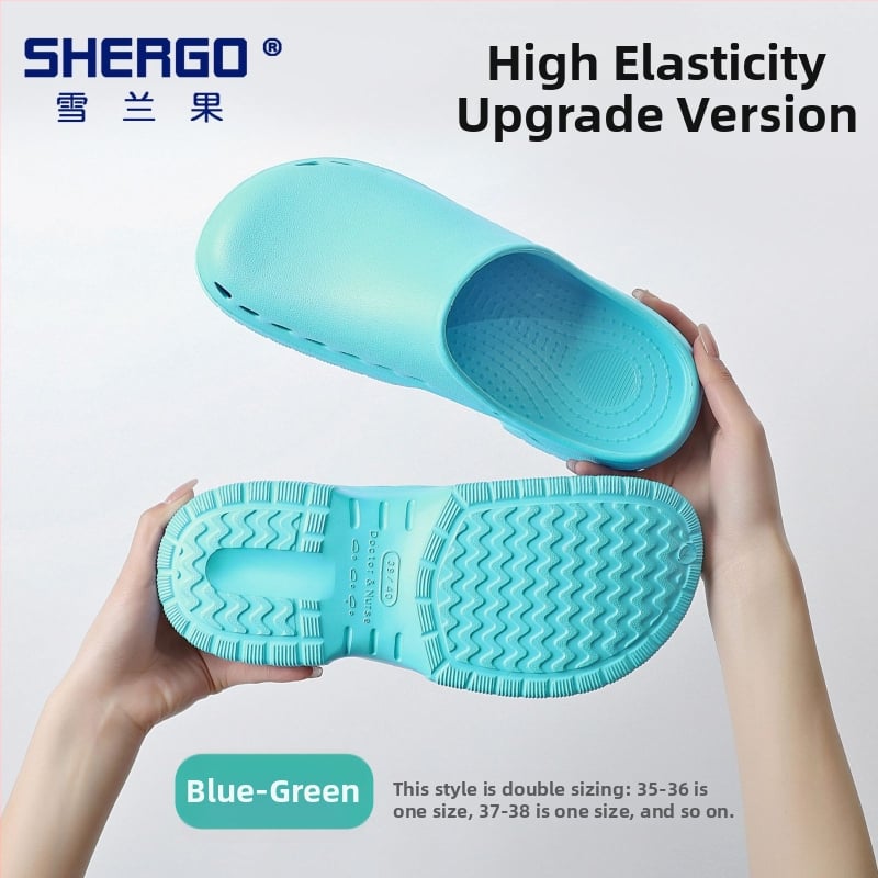 Pantofi chirurgicali unisex cu partea superioară EVA, talpă EVA, căptușeală din piele, toc în formă de pană, grosime talpă 3–5 cm