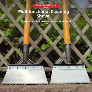 Многофункционална градинска лопата за сняг и плевели, карбонова стомана, дървена дръжка от евкалипт, тежка глава за почистване