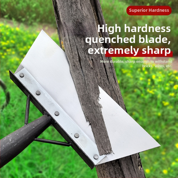 Многофункционална градинска лопата за сняг и плевели, карбонова стомана, дървена дръжка от евкалипт, тежка глава за почистване