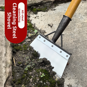Многофункционална градинска лопата за сняг и плевели, карбонова стомана, дървена дръжка от евкалипт, тежка глава за почистване