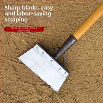 Многофункционална градинска лопата за сняг и плевели, карбонова стомана, дървена дръжка от евкалипт, тежка глава за почистване