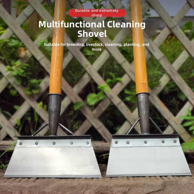 Многофункционална градинска лопата за сняг и плевели, карбонова стомана, дървена дръжка от евкалипт, тежка глава за почистване