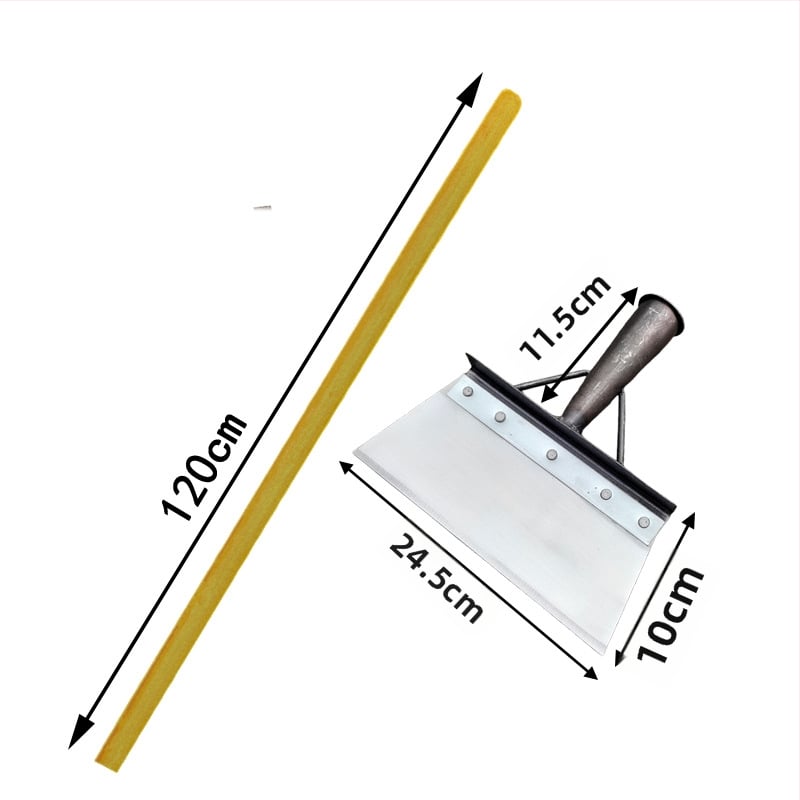 Многофункционална градинска лопата за сняг и плевели, карбонова стомана, дървена дръжка от евкалипт, тежка глава за почистване