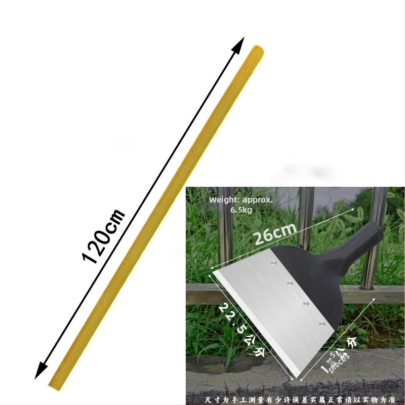 Многофункционална градинска лопата за сняг и плевели, карбонова стомана, дървена дръжка от евкалипт, тежка глава за почистване