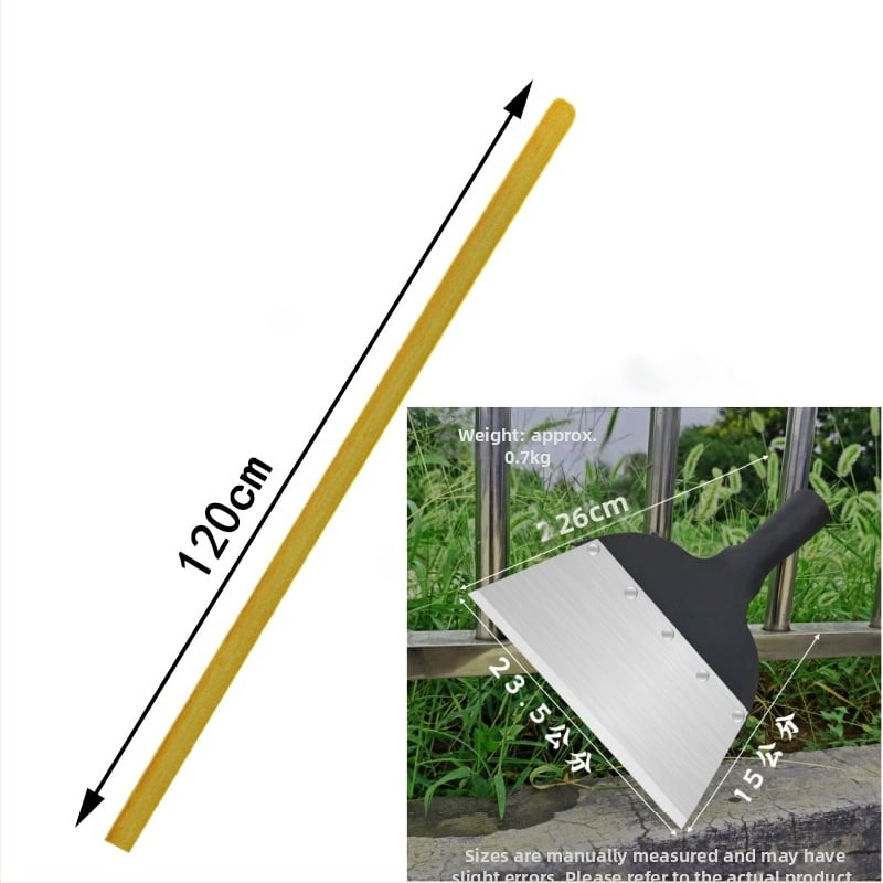 Многофункционална градинска лопата за сняг и плевели, карбонова стомана, дървена дръжка от евкалипт, тежка глава за почистване