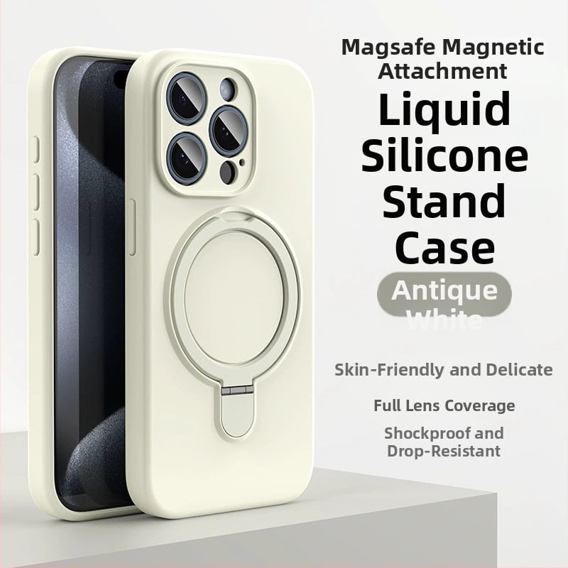 Husă de telefon pentru iPhone 14 Pro Max cu suport magnetic, silicon lichid, rezistentă la cădere, antiamprente