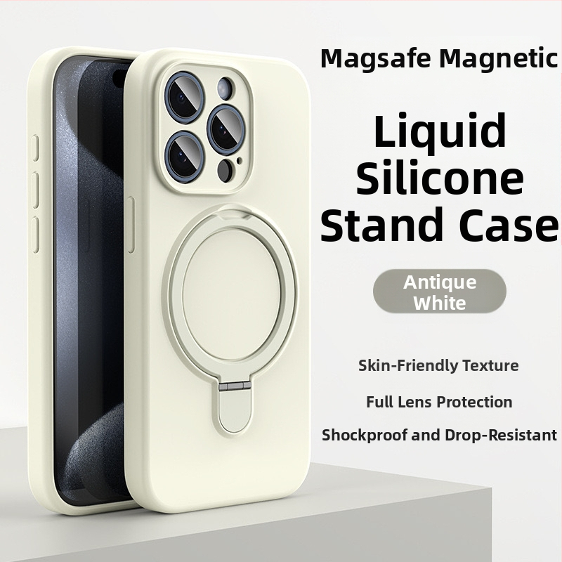 Husă de telefon pentru iPhone 14 Pro Max cu suport magnetic, silicon lichid, rezistentă la cădere, antiamprente