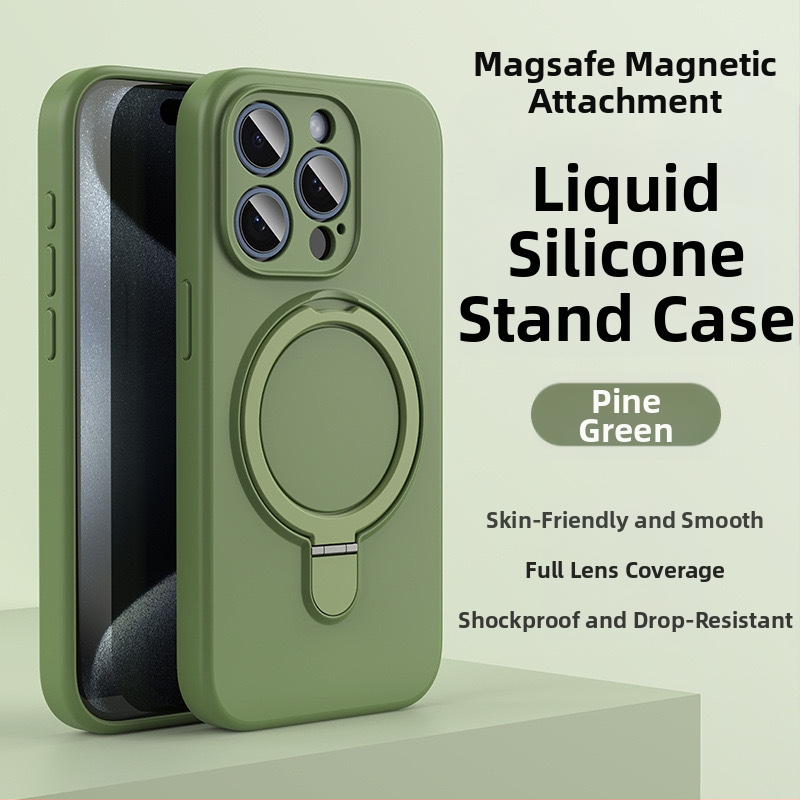 Husă de telefon pentru iPhone 14 Pro Max cu suport magnetic, silicon lichid, rezistentă la cădere, antiamprente