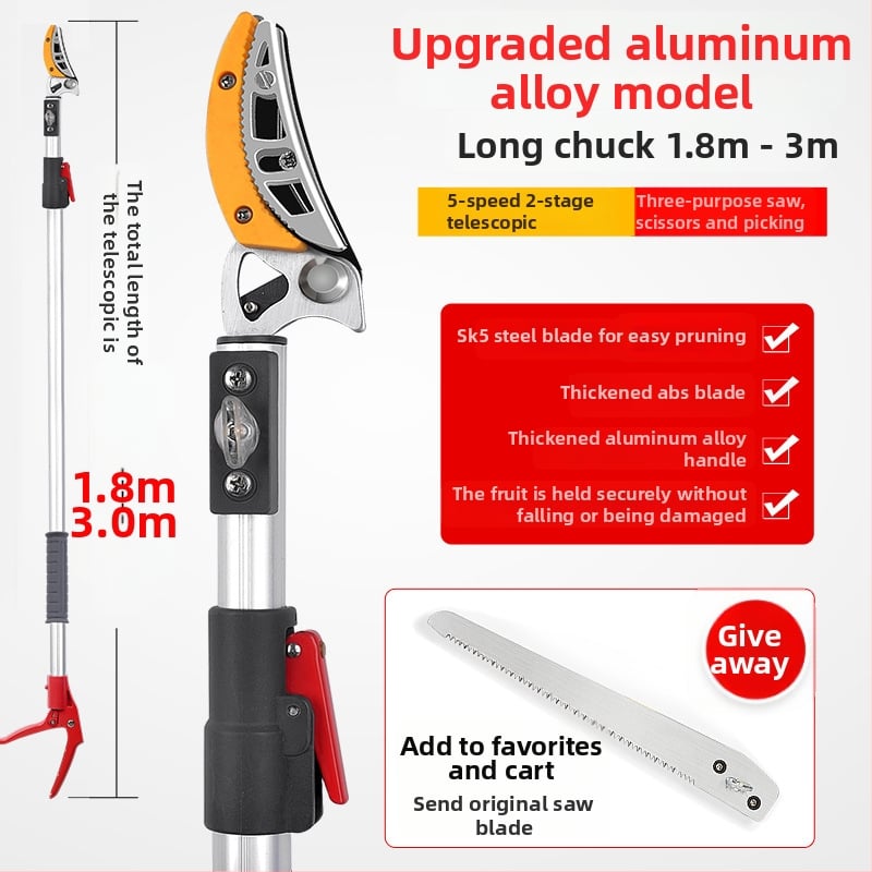 Телескопични ножици за плодове с удължен обхват за високи клони; MYTEC; подходящи за lychee, loquat и longan