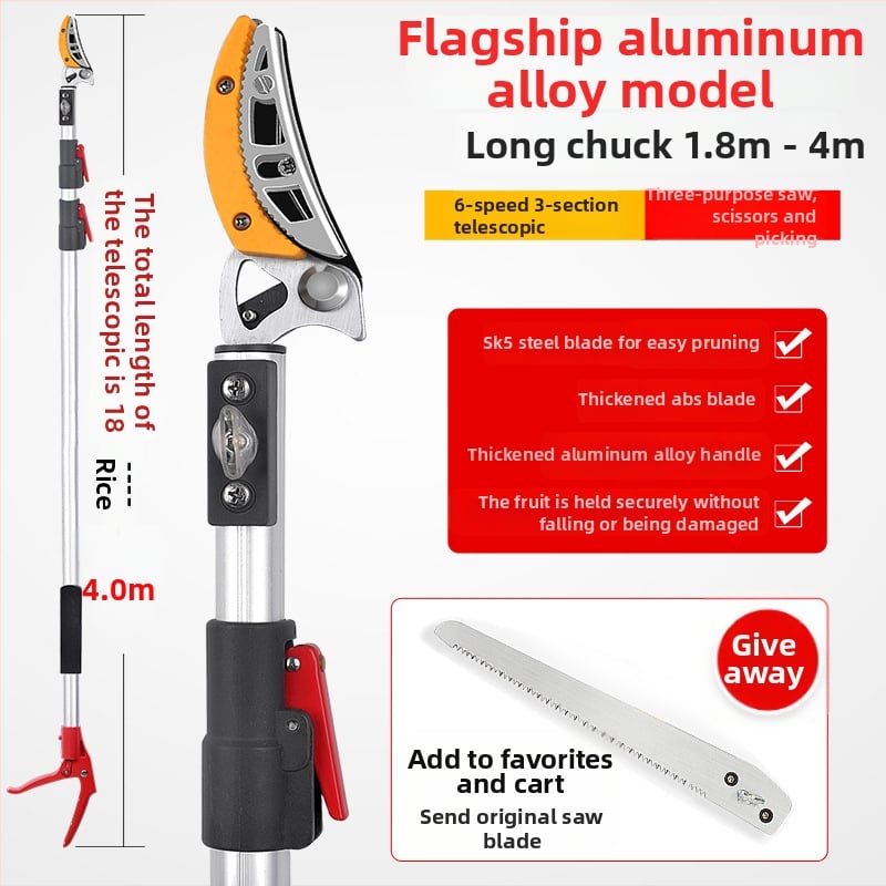 Телескопични ножици за плодове с удължен обхват за високи клони; MYTEC; подходящи за lychee, loquat и longan