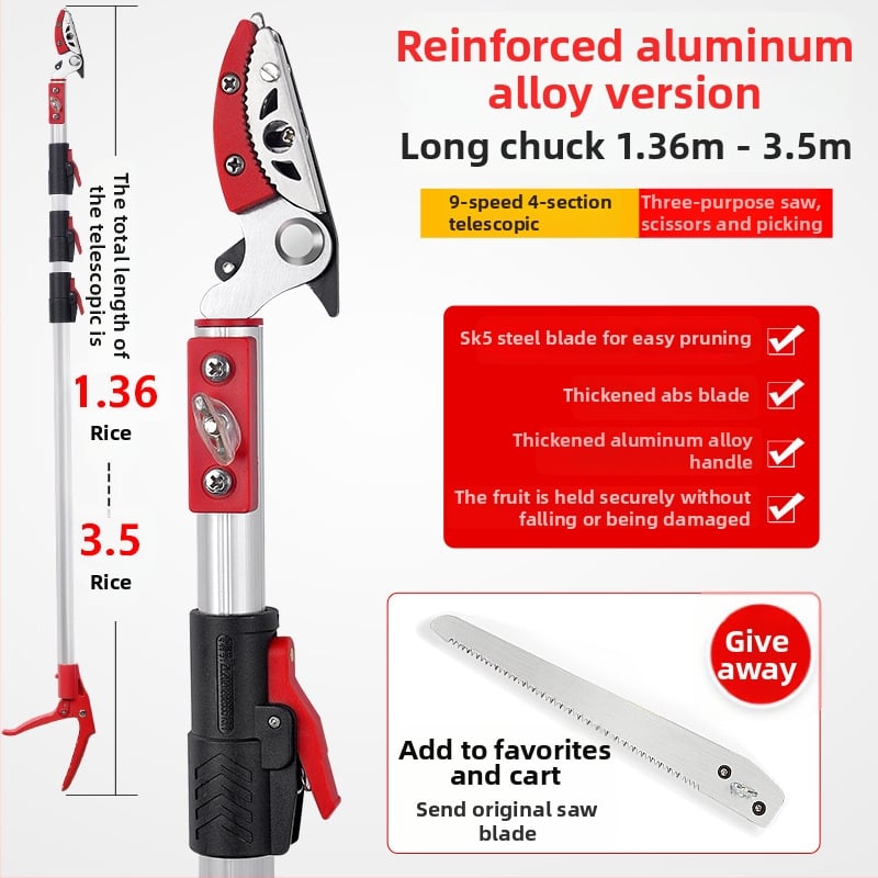 Телескопични ножици за плодове с удължен обхват за високи клони; MYTEC; подходящи за lychee, loquat и longan
