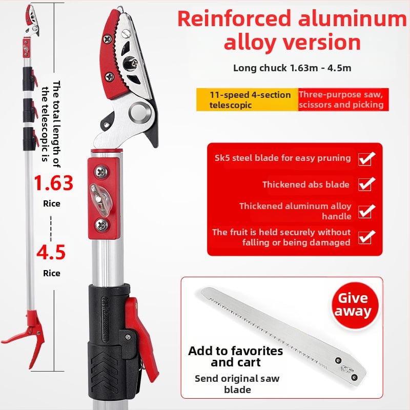 Телескопични ножици за плодове с удължен обхват за високи клони; MYTEC; подходящи за lychee, loquat и longan